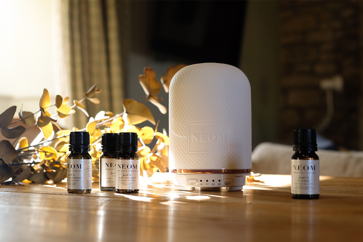 Milne-Graden-Neom-Wellness-Pod-in-School-House-Holiday-Cottage-with-essential-oils-and-eucalyptus-in-background